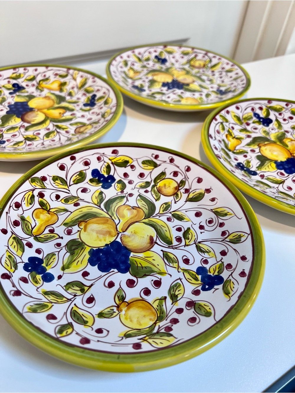 Italian Ceramic Plates Hand Painted Santo Stefano di Camastra Set of 4 Italy